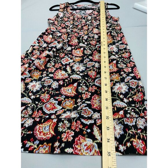 J. Jill Pleated Shift Floral Womens Size XS Black Multicolor whimsical Boho Pock - Picture 8 of 12